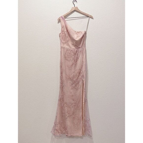 Marchesa Notte Tulle One Shoulder Flocked Glitter Gown US0 - Picture 8 of 12